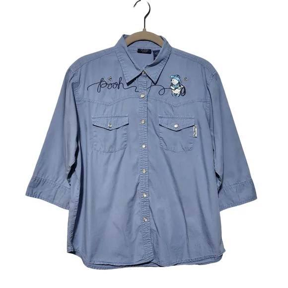 Disney Tops Vintage Disney Pooh Womens Large Blue Denim Shirt